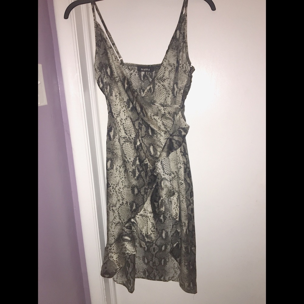 Snake Skin Pattern Dress with Leg Slit